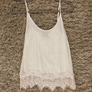 Lucky brand lace and polka dot tank XS